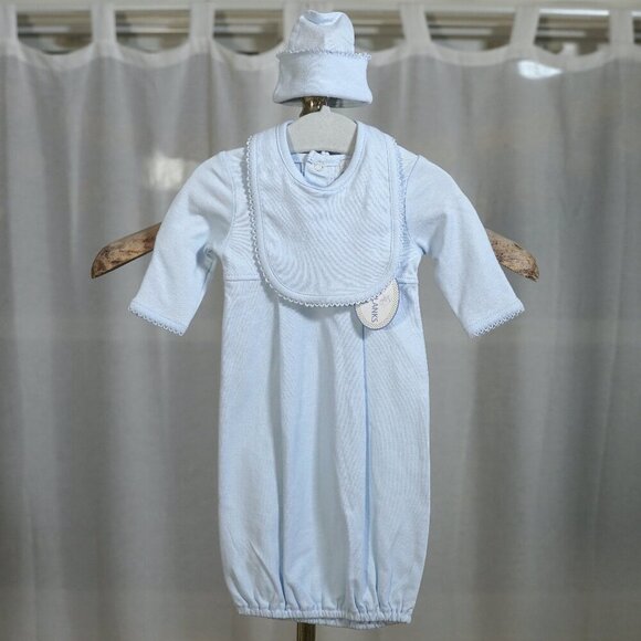 NWT Just Blanks Carolina Blue Preemie Gown Set - Picture 1 of 7